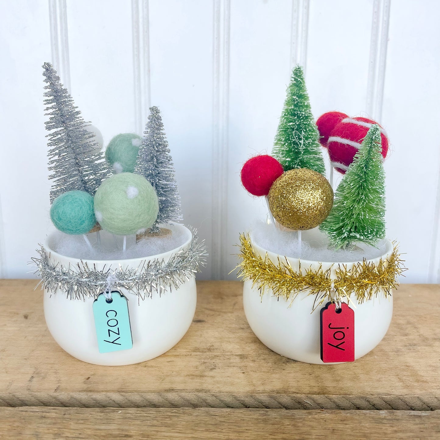Bottle Brush + Felt Ball Arrangement