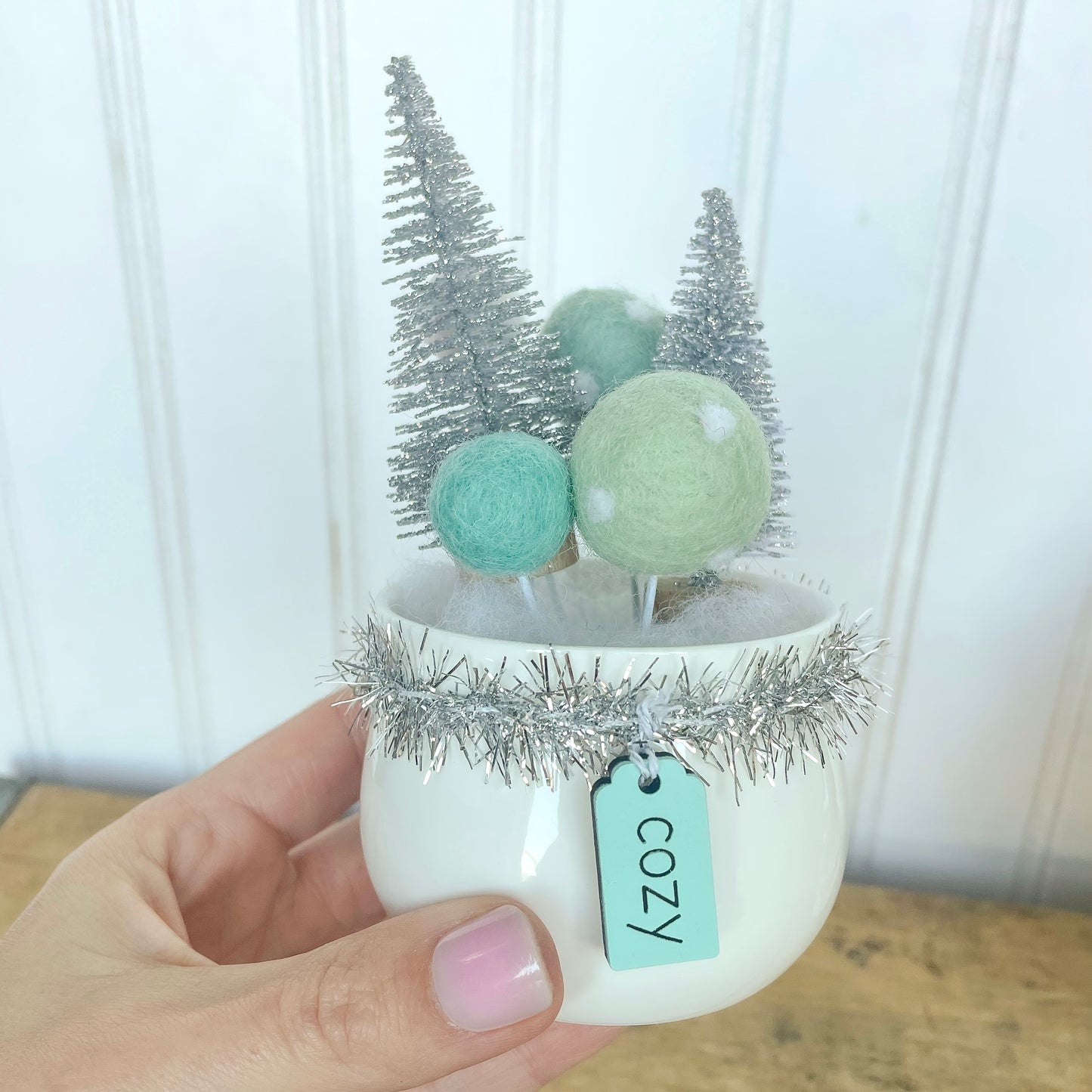 Bottle Brush + Felt Ball Arrangement