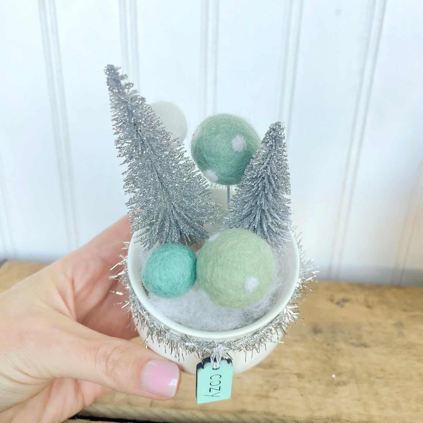 Bottle Brush + Felt Ball Arrangement