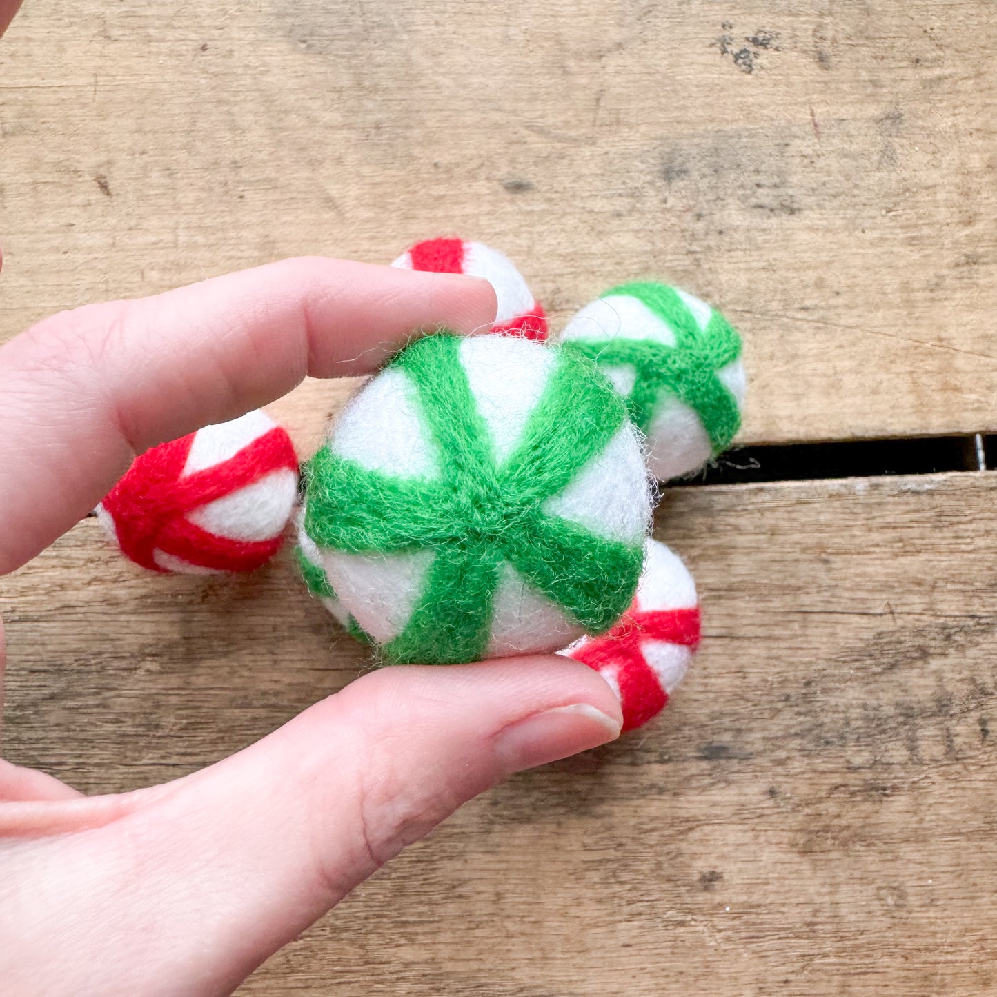 Peppermint Swirl Felt Balls