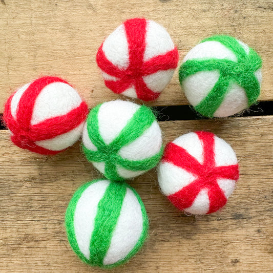 Peppermint Swirl Felt Balls
