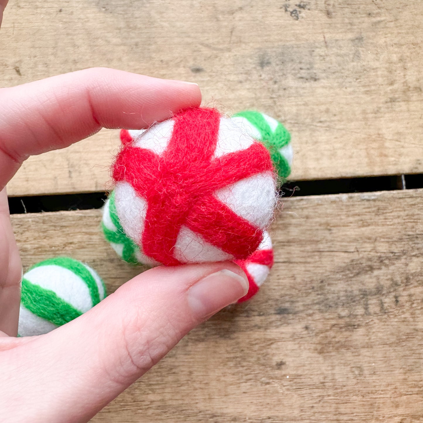 Peppermint Swirl Felt Balls